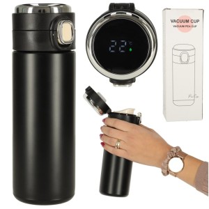 Kubek bidon termiczny z ustnikiem termos LED 350ml czarny