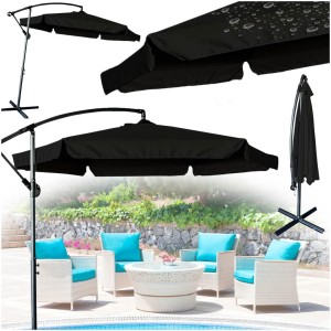 Parasol ogrodowy LUARO duży składany z wysięgnikiem 290cm czarny