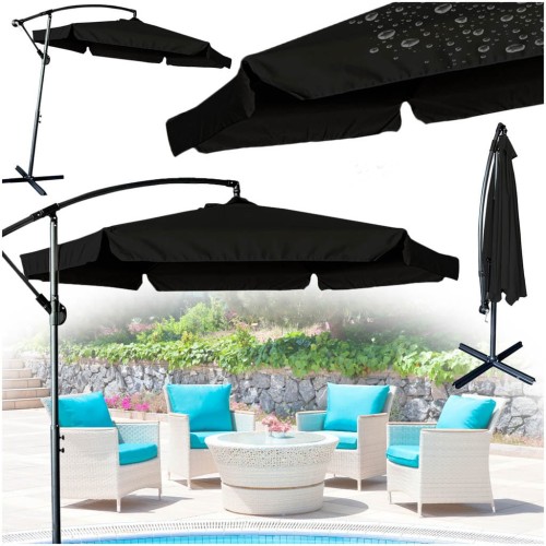 Parasol ogrodowy duży składany z wysięgnikiem 290cm czarny