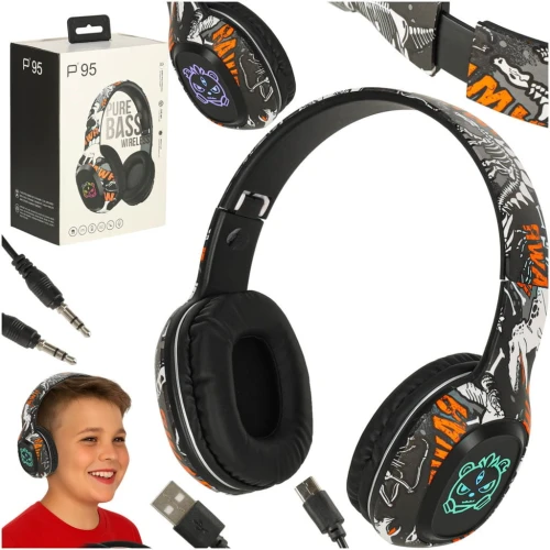 Słuchawki bezprzewodowe nauszne Bluetooth Gaming Sport czarne