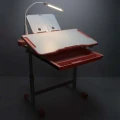 Biurko dziecięce szkolne regulowane krzesło lampka LED USB różowe