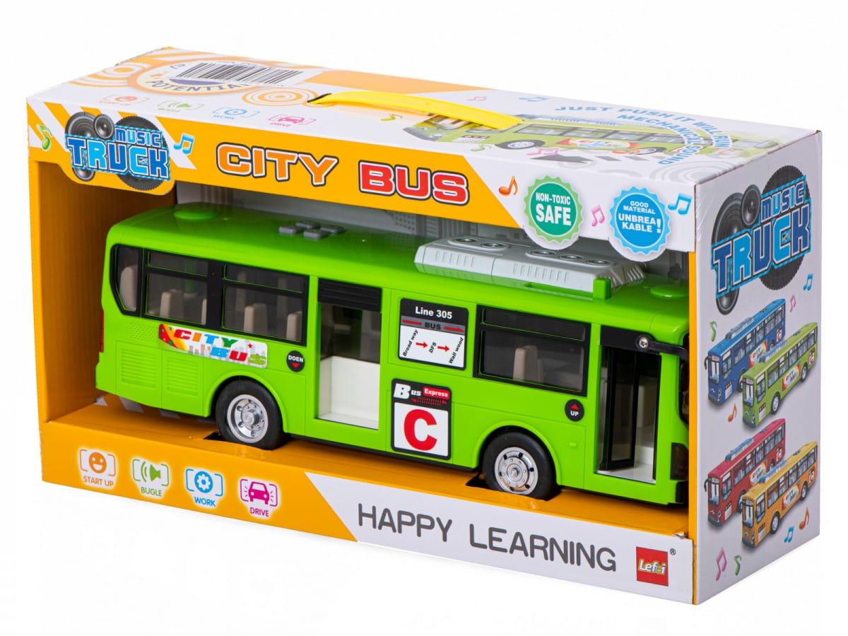 Autobus miejski otwierane drzwi napęd CITY BUS zielony | Sklep eF3M.pl